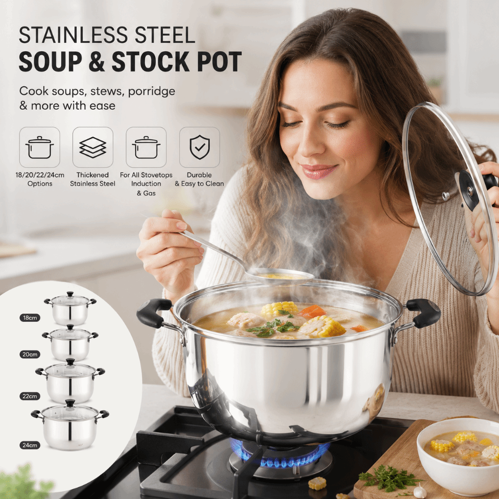 ステンレス製ストックポット、深型鍋、ダブルハンドル、蓋付き、 - Baby Food Maker のレビューと価格